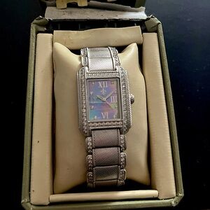 Judith Ripka Stainless Steel Tank Link Watch